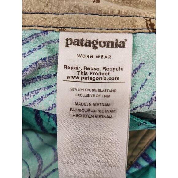 Patagonia Men's Blue Palms Print Unlined Swim Trunk Shorts Size 38 - Picture 4 of 11